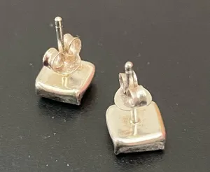 925 Sterling Silver Blue Opal Square Small Stud Earrings thumbnail 5