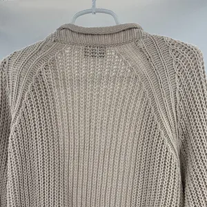 POL Beige Knit Women's Cardigan knit oversized open front M neutral casual thumbnail 3