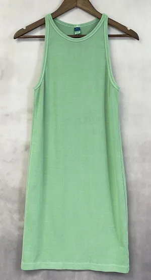 Old Navy Ribbed High Neck Mini Dress Womens L Stretch Minimal Coastal Soft‎ Girl thumbnail 1