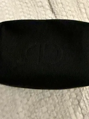 Christian Dior Beauty Black Canvas Cosmetic Makeup Pouch with CD Logo thumbnail 2