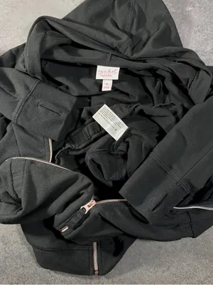 Isabel Maternity by Ingrid & Isabel Black Utility Jacket Hoodie Thumb Holes M thumbnail 4