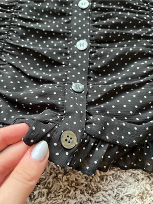 Bandolino Ruched Polka Dot Button Down Tank Top Black Size 10 thumbnail 3