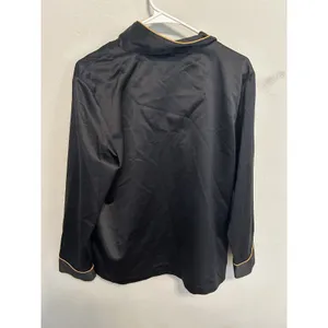 Lauren Ralph Lauren Black Satin Pajama Top Size Medium Printed Pipe Top Preppy thumbnail 2
