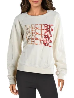 Current/Elliott Womens Top Electric Crewneck Graphic Sweatshirt‎ Size 0 Ivory thumbnail 1