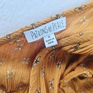 Patrons of Peace Mustard Yellow Floral Wide Leg Boho‎ Jumpsuit Small KS18387T thumbnail 3