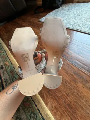 Dolce Vita Women's Paily Braided Chunky Heel Sandals Silver Rhinestone thumbnail 6
