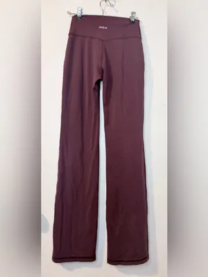 INGIA High Waist Flare Yoga Pants Plum Brown Sweetheart Seam 31” Inseam XS thumbnail 11