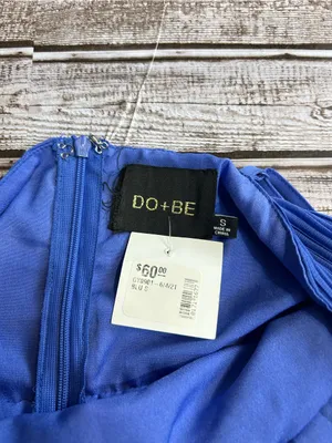 Do + Be Blue V-Neck Pleated Mini Dress - Classic Spaghetti Strap Size Small thumbnail 4