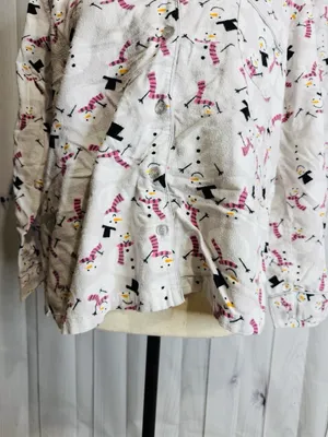 Charter Club Intimates Fleece Pajama Set Sz L White Pink Snowman Pockets thumbnail 3