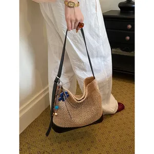 Chic Carryalls Leather Trim Woven Shoulder Bag thumbnail 4