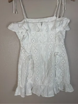 Majorelle Mara Mini Eyelet Lace Dress in White size XS $198 Bride Bridal thumbnail 9