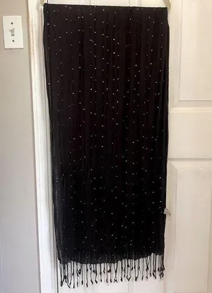 ECHO Lightweight Sheer Black Shawl with Silver Sequin Details thumbnail 1