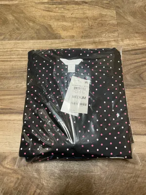 NWT! Charter Club Black Polka Dot 2 Piece Short Sleeve Pajama Set Women's Size Medium thumbnail 9