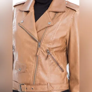 Max Studio Moto bomber Motorcycle Jacket air pilot faux leather jacket coat thumbnail 5