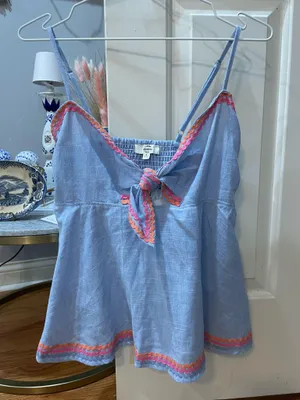Boutique flared top size M tie front blue Size M thumbnail 1