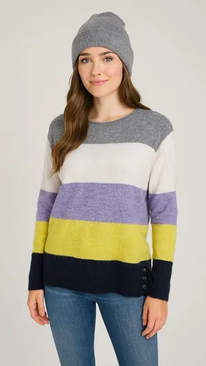 White Stuff Striped‎ Crewneck Alpaca Wool Blend Sweater Size 6 thumbnail 1