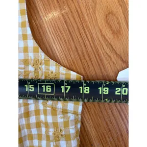 Altar'd‎ State Gingham Floral Embroidered Tie Front Vest Top Yellow White thumbnail 5