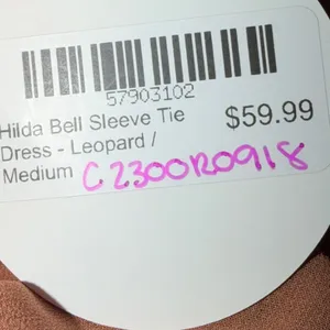 ACOA‎ Hilda Leopard Print Bell Sleeve Tie Front Mini Dress Brown Medium NEW thumbnail 3