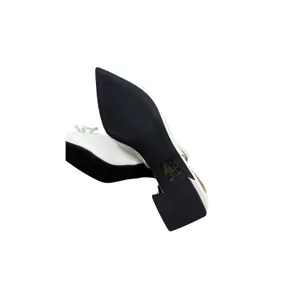 Women's White Slingback Pumps Size 37 Pointed Toe Bow Kitten Heel Bridal thumbnail 4