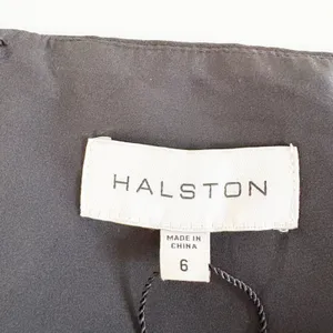 NWT Halston Womens Piper Crystal Trim Crepe Ruched Midi Halter Dress Black 6 thumbnail 10