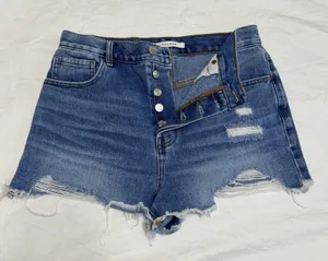 PacSun Vintage High Rise Distressed Denim‎ Shorts Blue Size 29 Button Fly Cutoff thumbnail 1