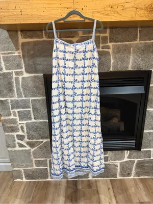 Max Studio NWT Blue Floral Boho Maxi Dress XL Built In Shelf Bra thumbnail 2