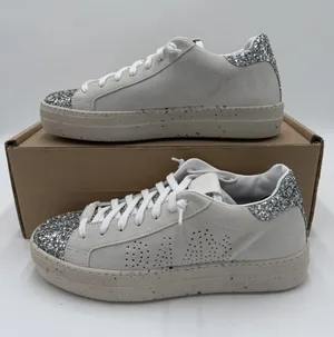 P448 S24Thea Womens Sneakers US Size 11 / EU Size 42 White/Silver Glitter New thumbnail 1