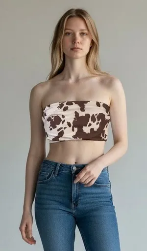 ASOS Design Reversible Cow Print Bandeau Swim Top Size 10 thumbnail 1