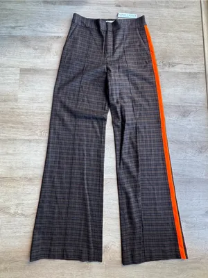 Alice + Olivia Dylan Plaid High Waist Pant Trouser Wide Leg Wool Side Stripe 10 thumbnail 4