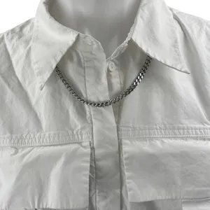 Urban Revivo White Sleeveless Chain Necklace Button Down Crop Shirt Tank Top 6 thumbnail 3