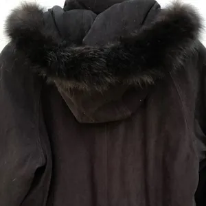 NUAGE Collection Black Coat With Genuine Fox Trim thumbnail 5