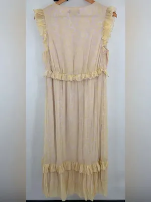 Hatch Maternity the Luna yellow lilac tiered hem ruffled trim midi dress women M thumbnail 6