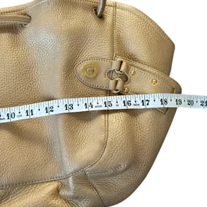 Cole Haan Gold Pebbled Leather Large Hobo Bag Pink Interior‎ thumbnail 8