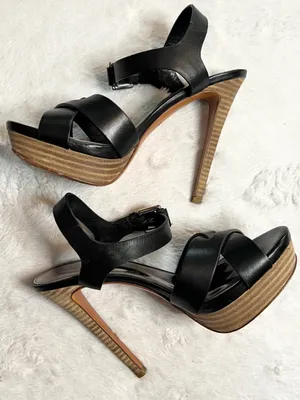 Coach Black Vegan Leather Crisscross Platform Stiletto Heel Dani Sandals Size 6 thumbnail 13