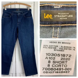 Lee Womens‎ Jeans Relaxed Fit Straight Leg Mid Rise Blue Denim Size 8 Short thumbnail 11