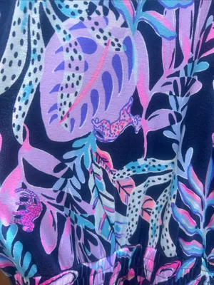Lilly Pulitzer Wyota Tropical Jungle Blue Purple Jumpsuit Size Large thumbnail 7