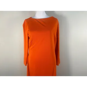 Lauren‎ Ralph Lauren Sheath Dress Size 10 Coral Excellent Long Sleeve Boatneck thumbnail 5