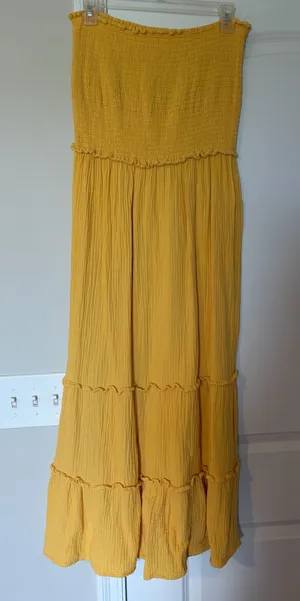 4OURDREAMERS Yellow Strapless Maxi Sundress thumbnail 1
