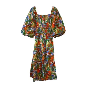 Dress forum‎ open back puff sleeve Floral Multicolor Maxi Dress size M thumbnail 3