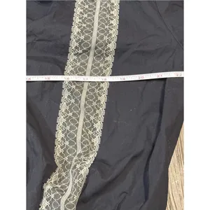 Anthropologie Black Poplin Lace-Trim Skirty Smock Waist Romper thumbnail 6