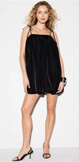 Old Navy The Occasion Taffeta Bubble Mini Dress Black thumbnail 1