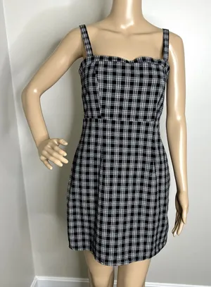 Forever 21 Gingham Plaid Patterned Mini Dress thumbnail 1