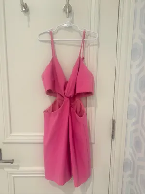 Likely Ollie Cutout Romper in Hot Pink thumbnail 3