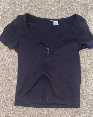 H&M black Henley top thumbnail 1