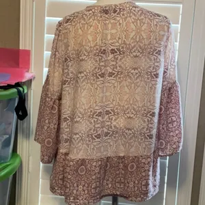 Cato Pink Ruffled 3/4 Sleeve Blouse thumbnail 3