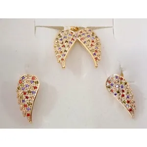 Golden Time Gold-Plated Angel Wing Jewelry Set Featuring Inlaid Colorful Stones thumbnail 2