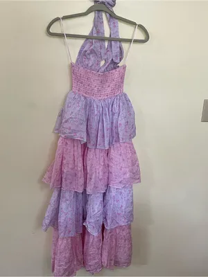NEW NEW Altar’d State Purple and Pink Floral Fiora Halter Maxi Dress Size XS NWT thumbnail 10