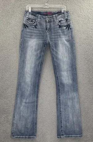 Rock And Roll Cowgirl Mid Rise Bootcut Jeans Rhinestone Western Women's 30 x‎ 34 thumbnail 1