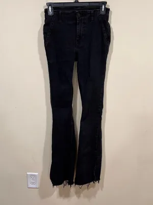 We The Free Level Up Slit Slim Flare Jeans size 25 color pitch black EUC thumbnail 4