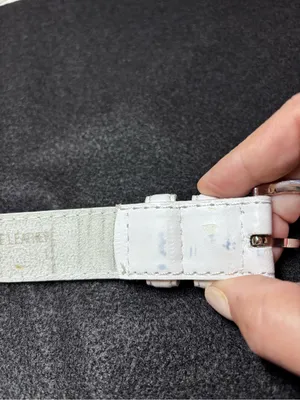 Classic White Leather Belt with Silver-Tone Buckle thumbnail 5
